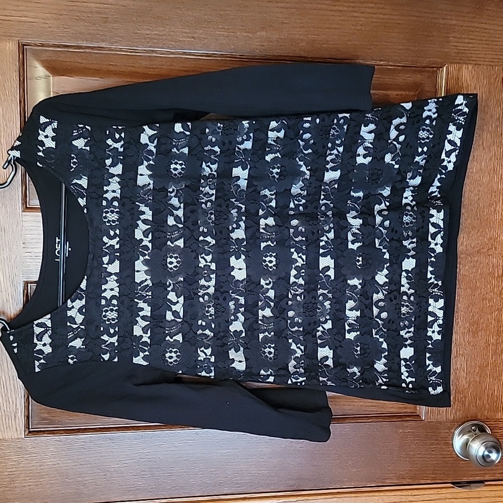 Loft Black, cream and lace shirt
